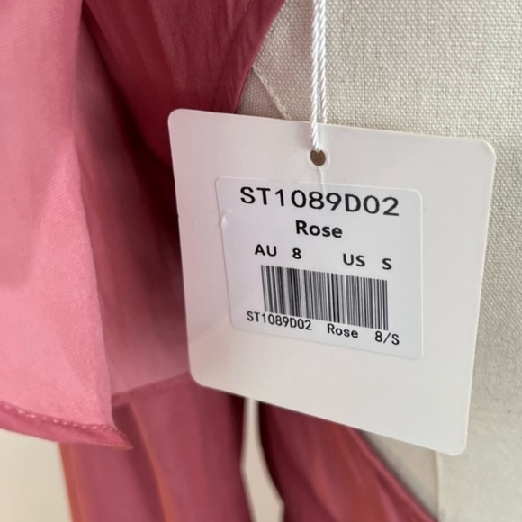 NWT Selfie Leslie pink rose long sleeve open back ruffle dress size Small - Picture 7 of 11